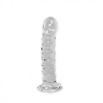 Glass dildo - Clear Penis Swirl