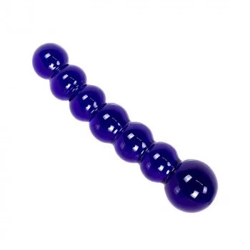 Glass dildo - black beads