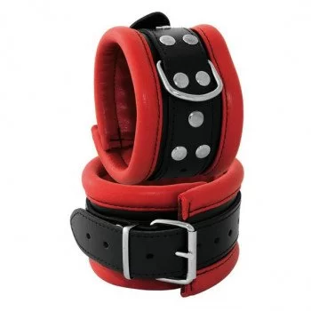 Leather Anklecuffs Red - 6,5 cm