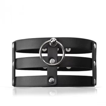 Triple O-Ring Strap Collar PU-Leather - 1